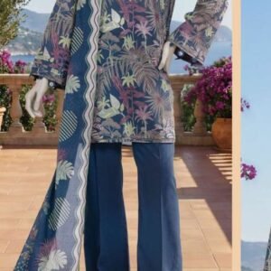 Blue-purple botanical floral print