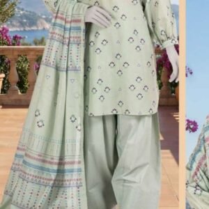 Pistachio light-green printed lawn