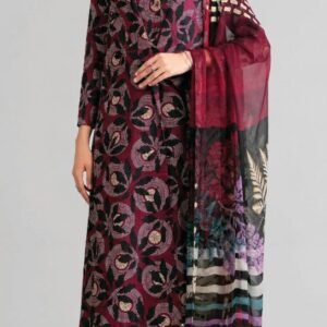 Deep maroon digital-printed floral suit