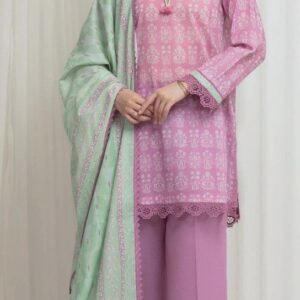 Pink-lilac digital-printed lawn suit