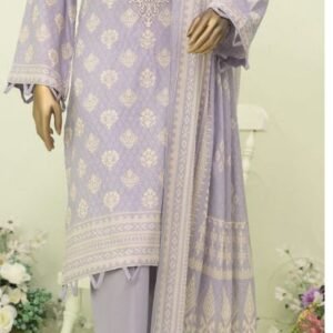 Lilac-lavender printed lawn suit