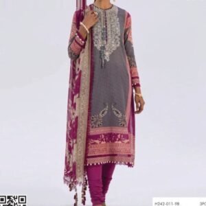 Grey-silver printed kameez
