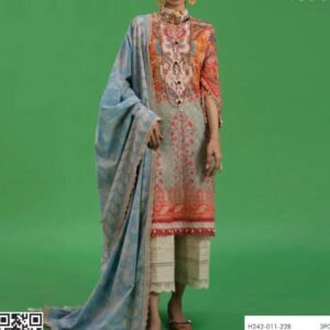 Orange ornate-print kameez