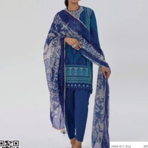 Blue-and-white printed suit