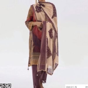 Beige-plum shawl-print suit