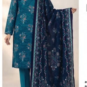 Teal blue floral-print suit