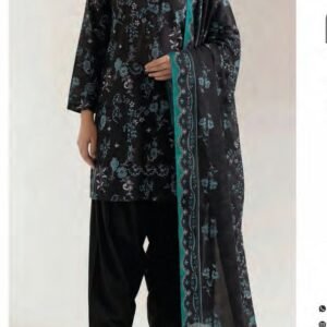 Black floral-print kameez