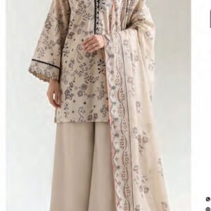 Ivory-beige printed suit