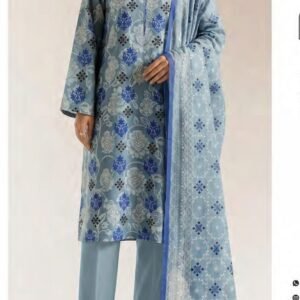 Light blue-white geometric print suit
