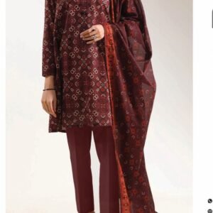Maroon-burgundy block-print suit