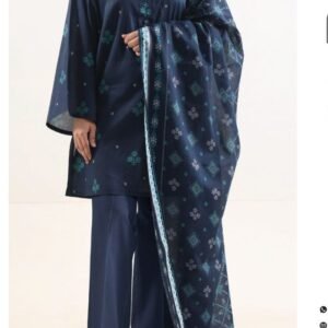 Navy blue floral-print suit