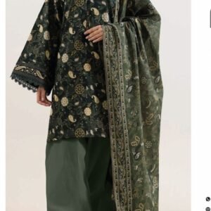Dark forest green floral-print suit
