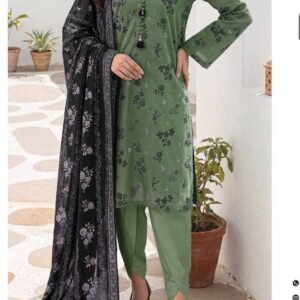 Green printed kameez