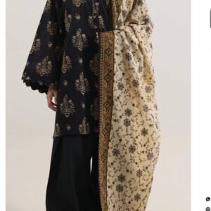 Black scallop-hem kameez