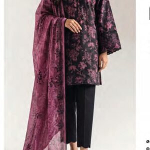 Black-plum floral print kameez